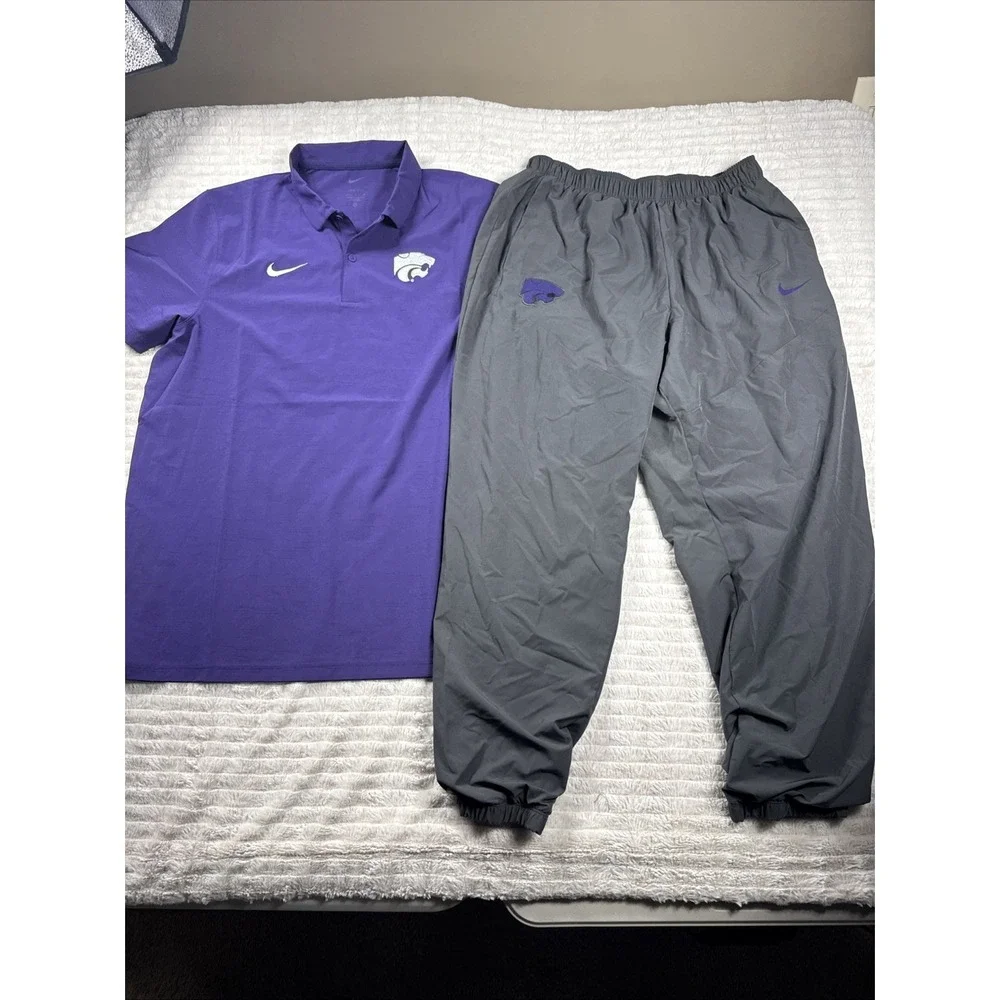 Kansas State Wildcats Nike Dri-Fit Blade Golf Polo (L)‎ & On-Field (XL) Joggers